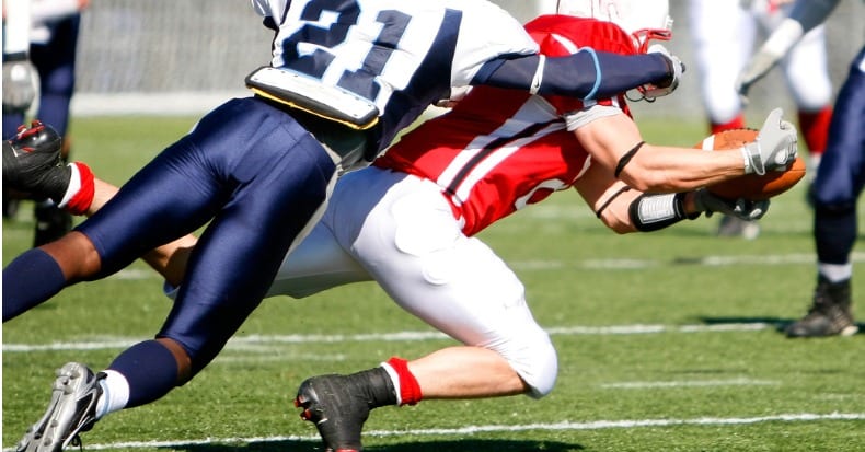 College football catch and tackle