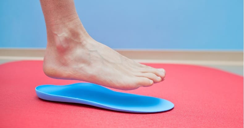 Foot on orthopedic insoles medical foot correction