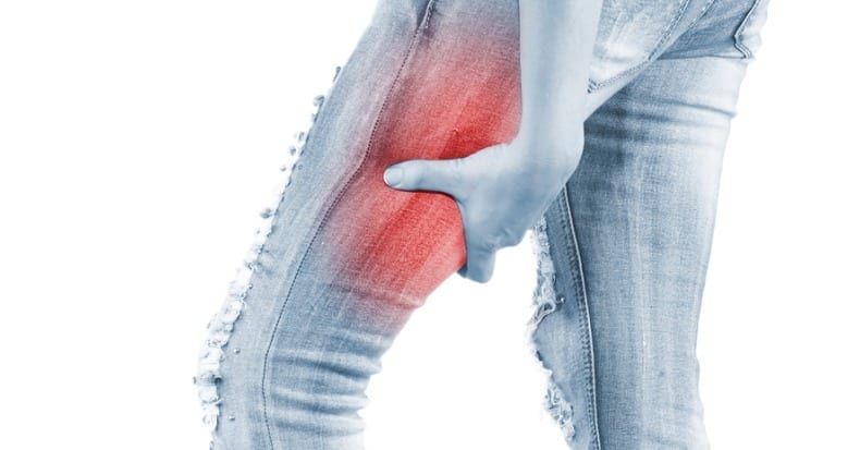 Human hamstring pain with an anatomy injury