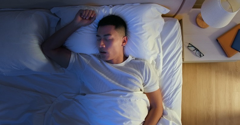 Man snores at night